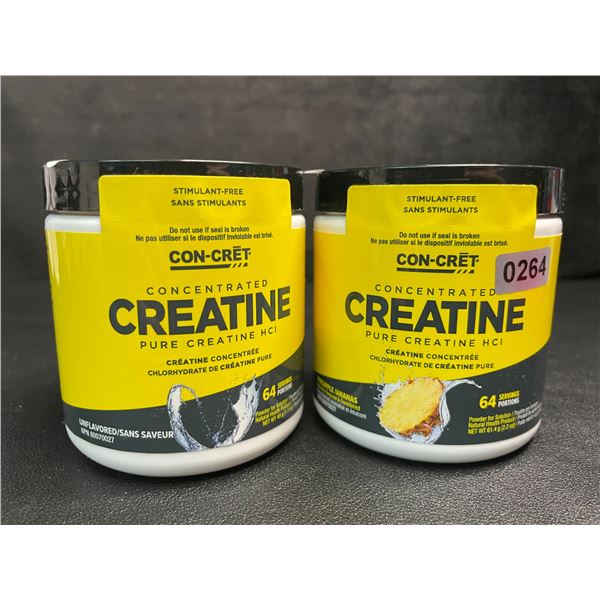 Lot of 2 Con-Cret Concentrated Creatine HCI Powders (Pineapple Flavor + Unflavored) - New