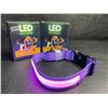 Image 1 : 2 Masbrill LED Light-Up Dog Collars - Rechargeable/Rainproof Super-Bright Design (Size S - Purple)