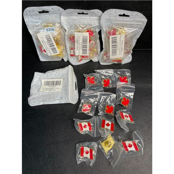 4 Packs (12pcs Each) Canadian Flag Enamel Pins/Maple Leaf Canadian Pins - New