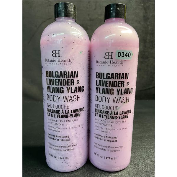 2 Bottles of Botanic Hearth Bulgarian Lavender & Ylang Ylang Body Wash (473ml) - New