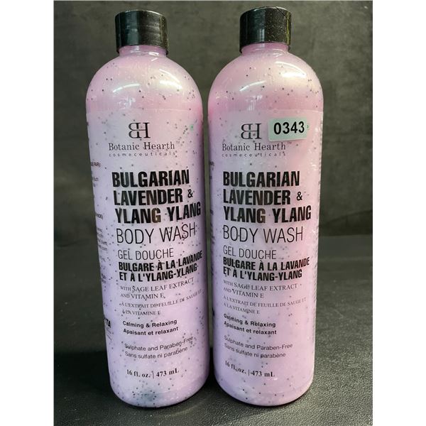 2 Bottles of Botanic Hearth Bulgarian Lavender & Ylang Ylang Body Wash (473ml) - New