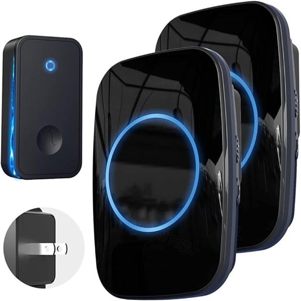 Smatrul Wireless Doorbell Kit with 2 Plug-In LED Flash Receivers; 60 Chimes/5 Volume Levels - New