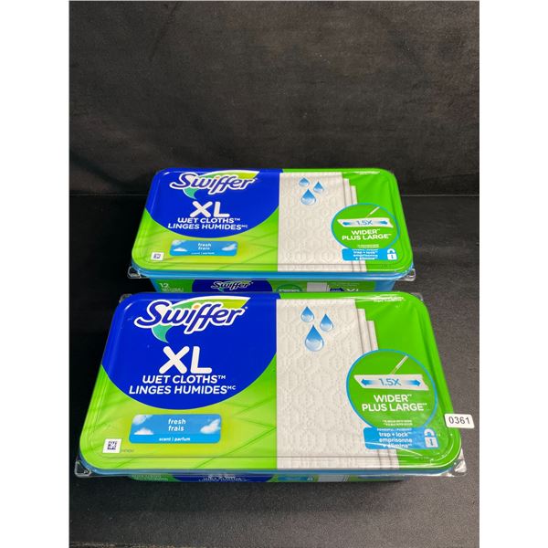 2 Packs of Swiffer XL Wet Cloths/Wet Mop Cloths (12PCS Each) Fresh Scent - New