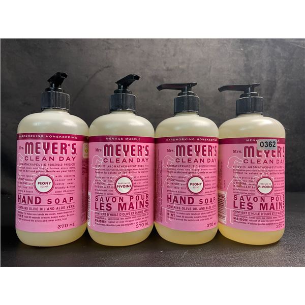 4 Bottles of Mrs.Meyer's Clean Day Hand Soap (370ml) Peony Scent - New