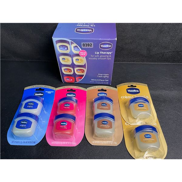 Vaseline Lip Balm Lip Therapy Minis 8-Piece Set  (Assorted Flavors) For Soft/Smooth Lips - New