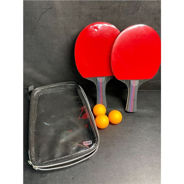 1 Table Tennis Racket Set - 2 Rackets + Balls + Storage Bag Included - New