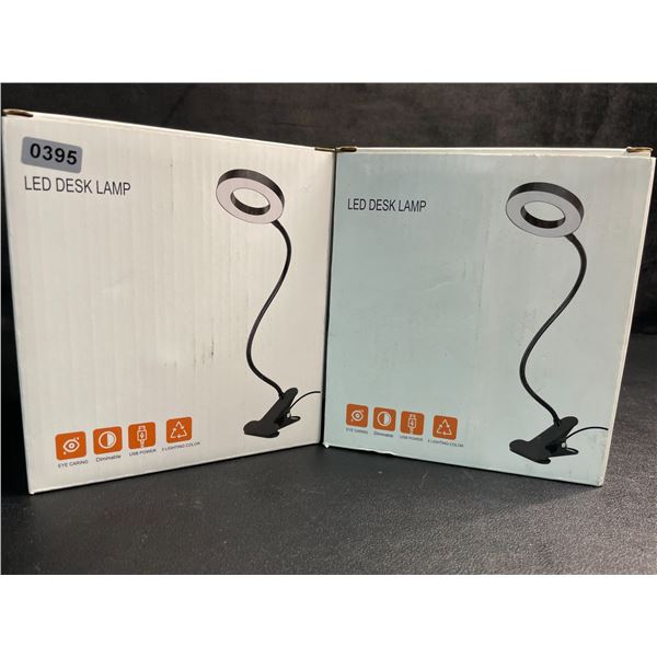 Lot of 2 LED Gooseneck/Flexible Desk Lamps; Clamp-On Design - USB-Powered - New