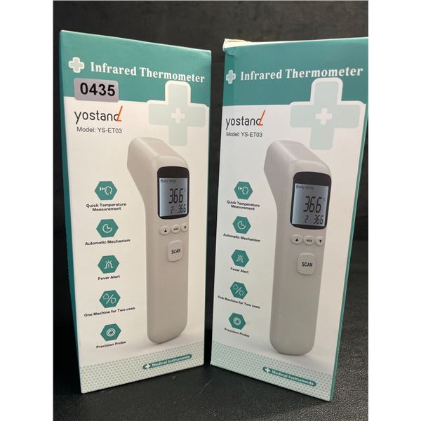 Lot of 2 Infrared Thermometers; Non-Contact Forehead Thermometers (Model: YS-ET03) - New