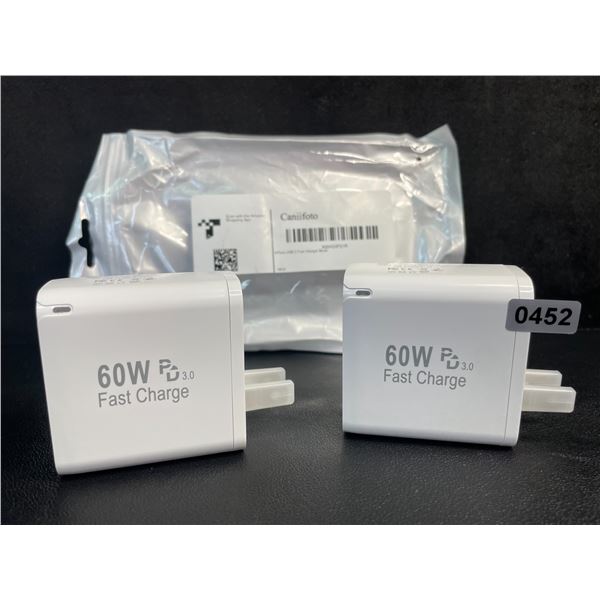 2-Pack of 60W 5-Port USB-C Fast Charger Blocks - New