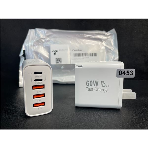 2-Pack of 60W 5-Port USB-C Fast Charger Blocks - New