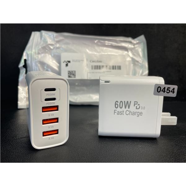 2-Pack of 60W 5-Port USB-C Fast Charger Blocks - New