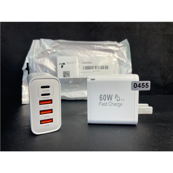2-Pack of 60W 5-Port USB-C Fast Charger Blocks - New