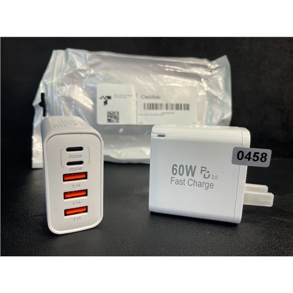 2-Pack of 60W 5-Port USB-C Fast Charger Blocks - New
