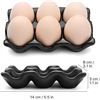 Image 2 : 3 Boxes of Porcelain Egg Crates (2 Per Box/6 Total) 6-Capacity Ceramic Egg Trays - Black - New