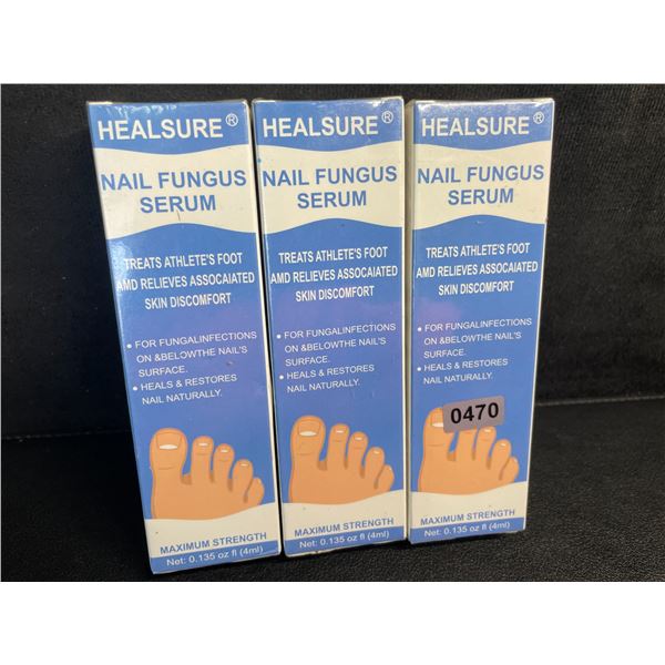 3 Healsure Nail Fungus Serums Max Strength (4ml) Treats Athlete's Foot/Nail Fungal Infections - New