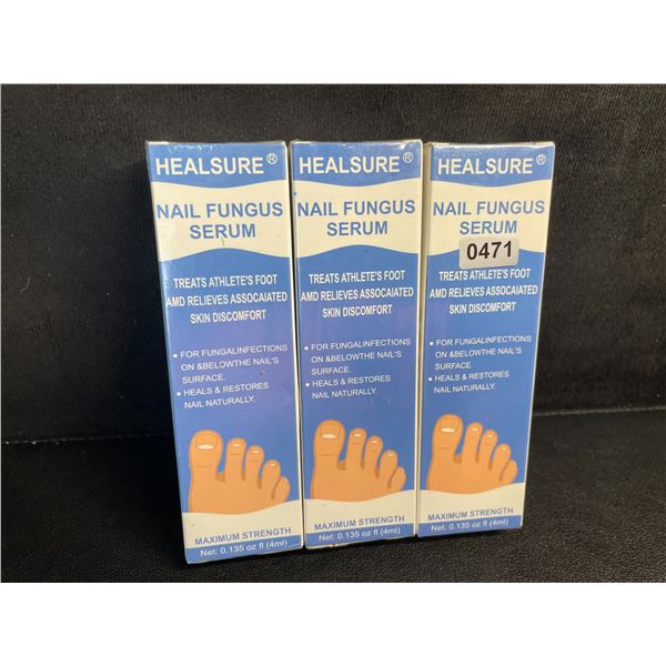 3 Healsure Nail Fungus Serums Max Strength (4ml) Treats Athlete's Foot/Nail Fungal Infections - New