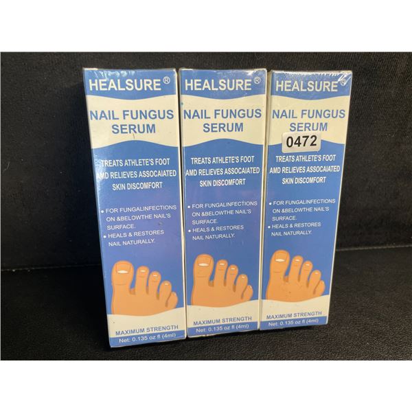 3 Healsure Nail Fungus Serums Max Strength (4ml) Treats Athlete's Foot/Nail Fungal Infections - New