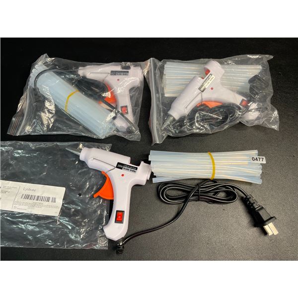 Lot of 3 Mini Hot Glue Guns (20W) with Glue Sticks - Multi-Purpose Glue Guns - New