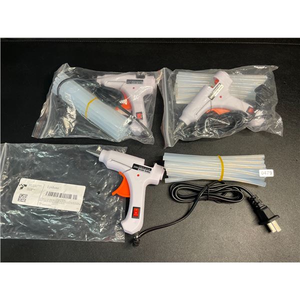 Lot of 3 Mini Hot Glue Guns (20W) with Glue Sticks - Multi-Purpose Glue Guns - New