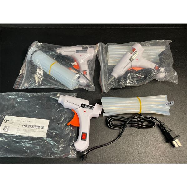 Lot of 3 Mini Hot Glue Guns (20W) with Glue Sticks - Multi-Purpose Glue Guns - New