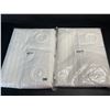 Image 2 : Lot of 2 White/Grey Boho Fabric Shower Curtains with Snap-In Removable Liner for Bathrooms - New