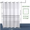 Image 5 : Lot of 2 White/Grey Boho Fabric Shower Curtains with Snap-In Removable Liner for Bathrooms - New