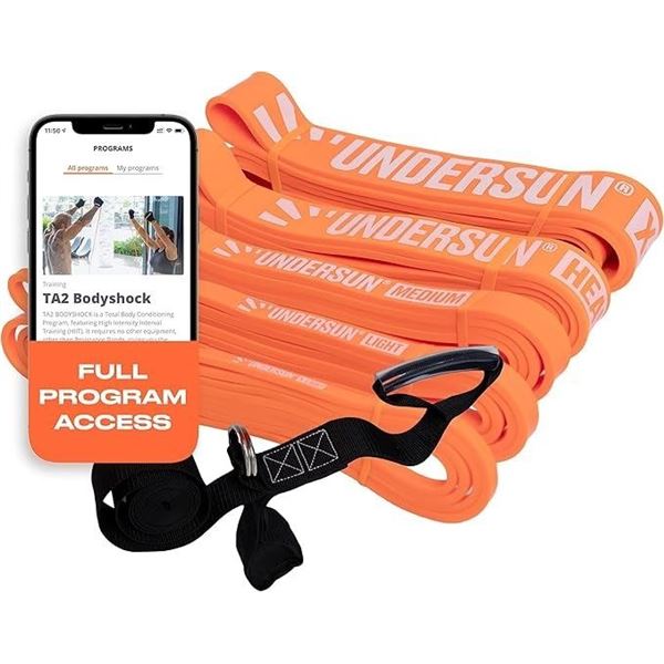 Undersun 5PC Fitness Home Workout Resistance Bands Set for Exercise/Fat Burning/Body Toning - New