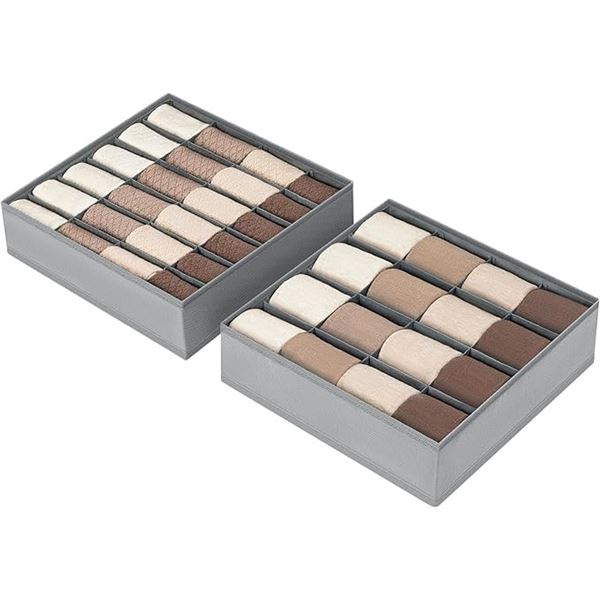 Lot of 3 2-Packs of Sock/Underwear Drawers Organizers - Collapsible Drawer Organizers - Grey - New