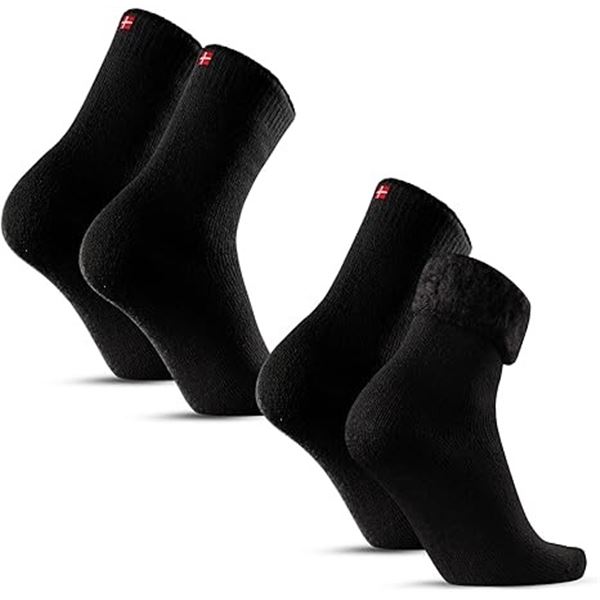 4 Pairs of Danish Endurance Thermal Heat Socks (2 x 2-Packs) Insulated/Soft/Fleece Lined Socks - New
