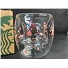 Image 2 : 1 Starbucks Double-Wall Glass Mug - Clear Cherry Blossom/Paw Print Design - New