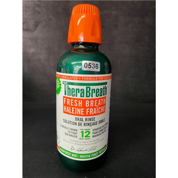 TheraBreath Fresh Breath Oral Rinse (473ml) Rainforest Mint - Fights Bad Breath - New