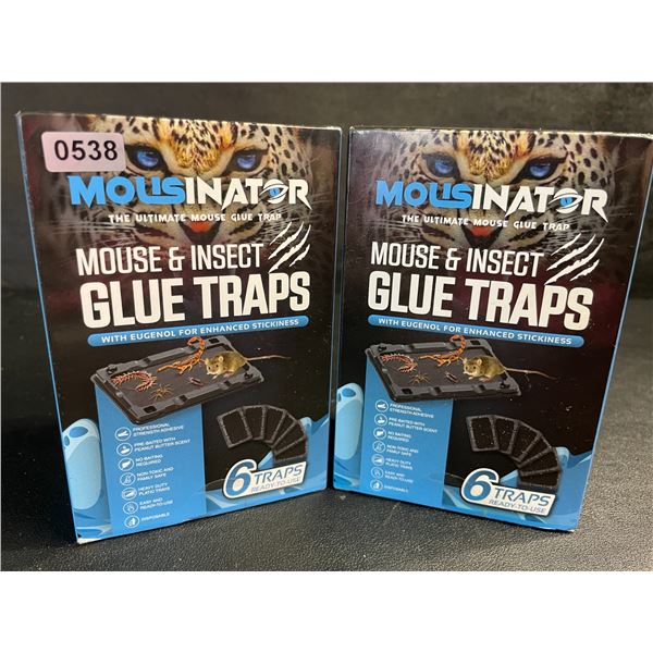 2 Boxes of Mousinator Mouse & Insect Glue Traps - 6 Traps Per Box/12 Total - New