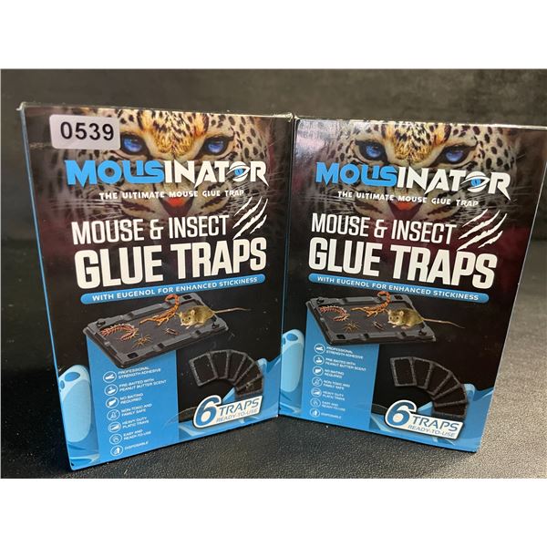 2 Boxes of Mousinator Mouse & Insect Glue Traps - 6 Traps Per Box/12 Total - New