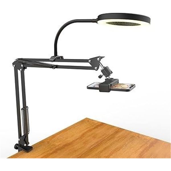 1 Overhead Camera Mount with Ring Light - Flexible Phone Arm Stand for Video Recording - New