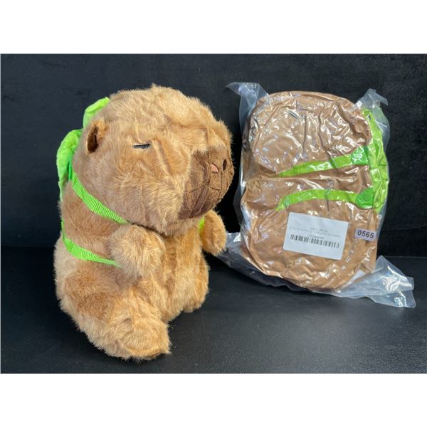 Lot of 2 Cute Capybara Plush Toys with Turtle Backpack (8" Size) - New Sealed