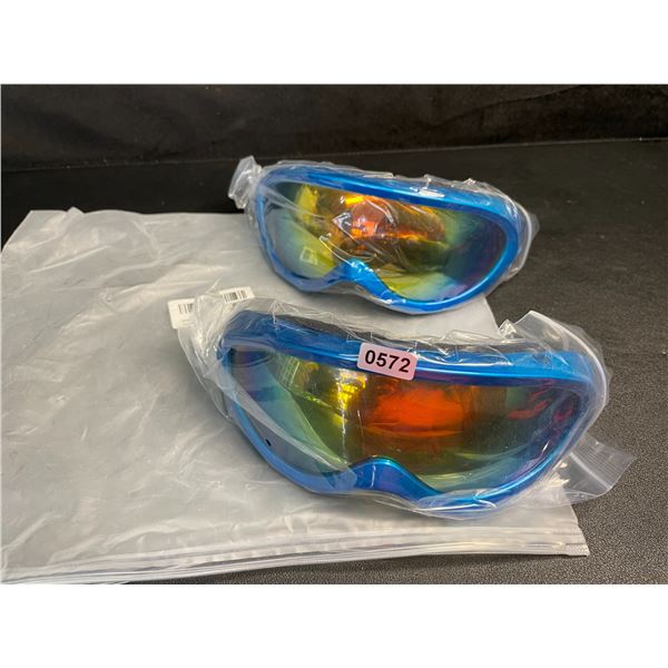 2-Pack Ski/Snowboard Goggles - Polarized Lenses/Blue Frames - New
