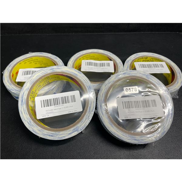 5 Rolls of 3M Double Sided Tape - 1" x 32.8FT Per Roll - New Sealed
