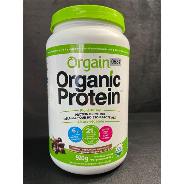 1 Tub of Orgain Organic Plant Based Protein Powder (920g) Creamy Chocolate Fudge Flavour - New