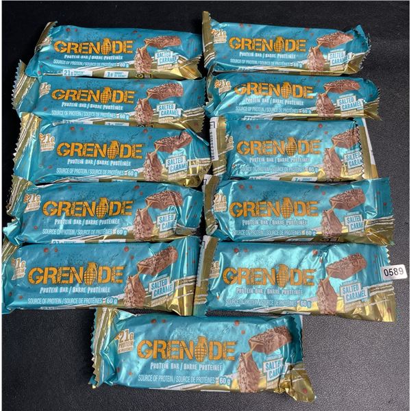 Lot of 11 Grenade Protein Bars (12 x 60g) Chocolate Chip Salted Caramel - New Sealed