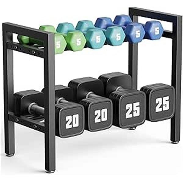 Josmimic 2-Tier Dumbbell Rack; 20-Inch Adjustable Spacing 400LB Capacity Weight Rack - New in Box