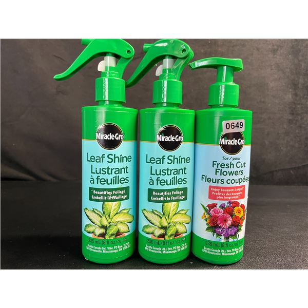 3 Bottles of MiracleGro Leaf Shine (236ml) Beautifies Foliage on Plants - New