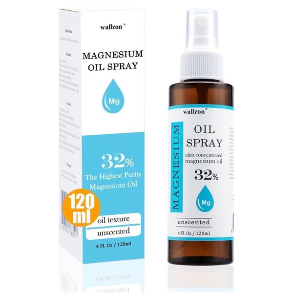 Lot of 2 Boxes of 32% Unscented High Purity Magnesium Oil Sprays (120ml) - New