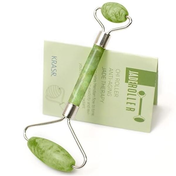 Lot of 2 KRASR Jade Facial Rollers - Anti-Aging Natural Jade Stone Facial Roller Sets - New