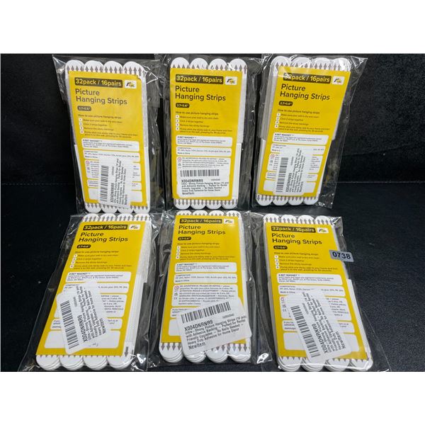 6 Packs of Picture Hanging Strips (32PCS Each) 2.7" x 0.6" Size - New