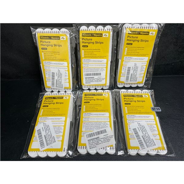 6 Packs of Picture Hanging Strips (32PCS Each) 2.7" x 0.6" Size - New