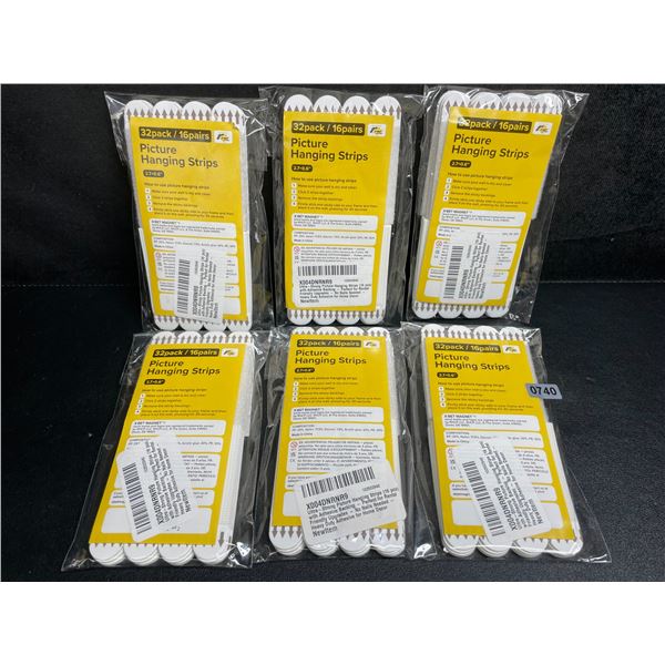 6 Packs of Picture Hanging Strips (32PCS Each) 2.7" x 0.6" Size - New