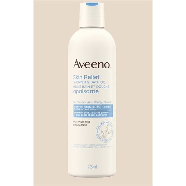 Aveeno Skin Relief Shower & Bath Oil (295ml) In-Shower Moisturizer; Fragrance-Free - New