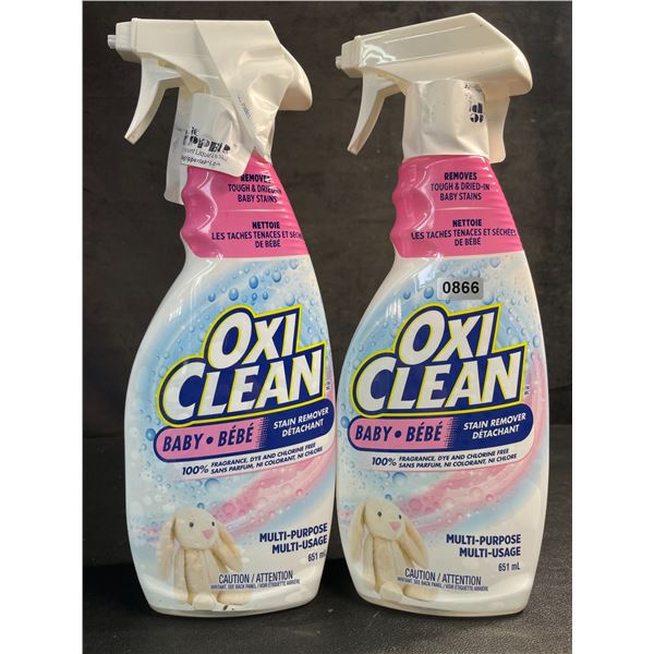 Lot of 2 OxiClean All-Purpose Baby Stain Remover Sprays (651ml) Fragrance-Free/Dye-Free - New