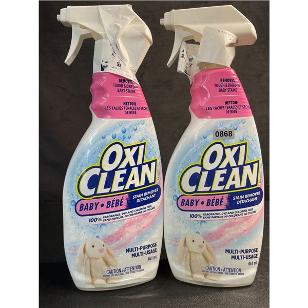 Lot of 2 OxiClean All-Purpose Baby Stain Remover Sprays (651ml) Fragrance-Free/Dye-Free - New