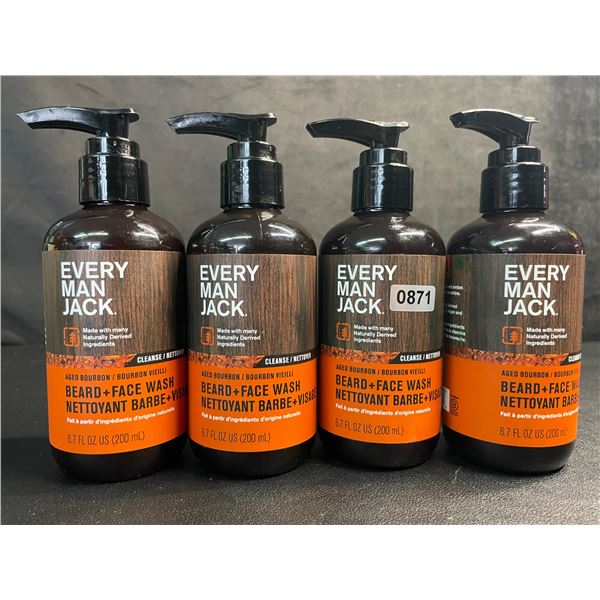 Lot of 4 Every Man Jack Aged Bourbon Beard + Face Wash (200ml) - New